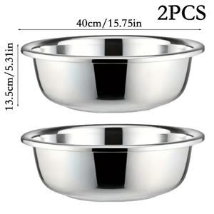 TEMU 1/2개 세트, 헤비듀티 스테인리스 다용도 주방볼 – 36/40cm 초대형 믹싱 베이신 (레스토랑 & 제과점/가정용)