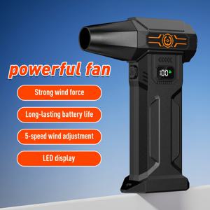 TEMU USB 충전식 여름 냉각 팬, 고속 브러시리스 모터가 장착된 차량 및 가정용 청소 블로어 (듀얼 용도), 대용량 배터리 2개 내장, 배터리 표시, 마당 낙엽 제거, 차량 겨울 눈 제거, 컴퓨터 키보드 및 틈새 먼지 제거에 적합|차량용선풍기