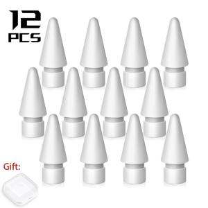 TEMU 12개/16개 화이트 더블 레이어 애플 펜슬 1세대/2세대 펜촉 교체용, 애플 펜 프로/USB-C/1/2세대 아이패드 펜촉 액세서리, 고급 보관함 포함