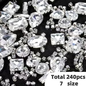 TEMU 240개 다양한 크기 및 사양 (4mm-14mm) 반짝이는 투명 클로우 유리 라인스톤, 플랫 백, 창의적인 디자인 D, 미술 작품, 공예 및 재봉 용품, 주얼리, 웨딩 드레스, 파티 장식, 이브닝 가운, 신발, 휴대폰 케이스
