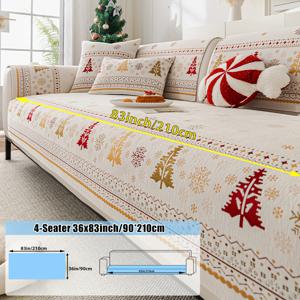 TEMU 크리스마스 트리 자수 소파 커버 1개, 축제 분위기를 연출하는 데 완벽합니다. 이 쉐닐 쿠션은 따뜻하고 독특한 디자인을 특징으로 하여, 매년 거실 또는 침실에 이상적인 장식품입니다. 미끄럼 방지 기능이 있습니다.|소파|쇼파커버|쇼파쿠션