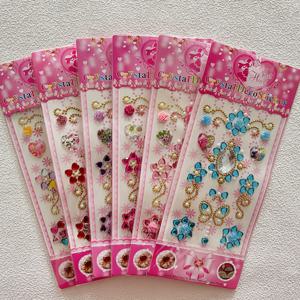 TEMU 6개 반짝이는 아트 공예 라인스톤 스티커 - 아크릴 나비, 꽃, 하트 왕관, 반짝이는 막대 자체 접착식 무대 장식 (카니발 페이스용)