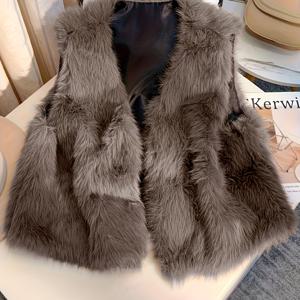 TEMU 가을/겨울 여성용 페이크 프론트 오픈 단색 따뜻한 조끼, 스타일리시하고 우아한 캐주얼 민소매 숏 재킷 코트 LL168|민소매