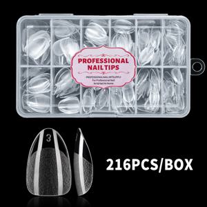 TEMU 480/216개 초숏 아몬드형 인조네일, 프리폼된 아크릴 가짜손톱, C커브 없는 디자인, 완전히 덮여 있는 거친 매트 압착 패치, 홈 DIY용|네일팁