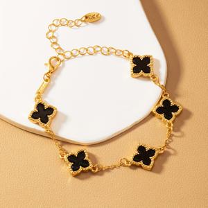 TEMU 1개 행운의 클로버 참 팔찌 - 우아한 골드톤 체인과 레드 에나멜 클로버, 내구성 있는 선물, 발렌타인데이, 어버이날, 선생님 선물 및 사계절 착용에 적합
