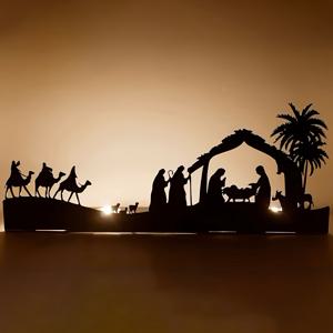 TEMU 1개 우아한 금속 성탄 장면 캔들 홀더 - 크리스마스 디저트 아이언 아트 홈 & 파티 장식, 친구를 위한 이상적인 선물, 테이블탑 & 룸 데코에 완벽한 주철 소재 (캔들 미포함), 시즌 최고의 선택