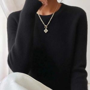 TEMU 신상 가을/겨울 스타일, 우아하고 패셔너블한 울 스웨터, 울 베이스 레이어 셔츠, 울 베이스 레이어 셔츠, 부드러운 긴팔 캐주얼 보온 안감, 겨울용, 일상 편안함, 심플 스타일, 중동 특별판