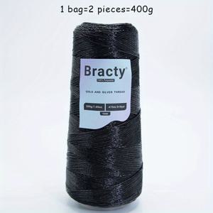 TEMU 400G (200G씩) 2롤, 각 롤은 475미터/519야드, 1mm 메탈릭 글리터 코어 실, 100% 폴리에스터, 골드 및 실버 핸드메이드 코바늘 가방 실, 손뜨개 가방, 지갑, 바구니 및 재봉 공예, 코바늘에 적합