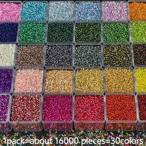 TEMU 16000개 2mm 실버리드 유리구슬, 30가지 색상, DIY 여름용 우정팔찌·목걸이·귀걸이 및 수공예품에 완벽한 소재, 네크레스트링, 친구들을 위한 팔찌 만들기, 작은 비즈, 컬러풀 비즈, 고급 장인 정신의 수제 액세서리