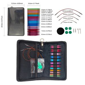 TEMU 12쌍 (24개 후크) 감는 바늘 - 교체 가능한 색상 코드 링, 분리 가능한 헤드 & 산화 알루미늄 원형 뜨개질 바늘, 아미구루미, 스웨터, 크로셰용 - 뜨개질 & 크로셰와 호환 가능|악세사리