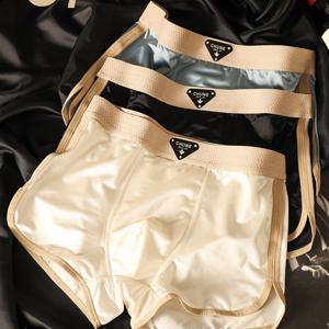 TEMU 3개 남성용 초박형 아이스 파이버 속옷 - 빠른 체육관 & 일상용 복서 브리프, 무료 시어 디자인, 무봉제 풀 커버리지, 화이트 & 골든톤 컬러, 통기성 운동복, 민감한 베이지에 편안함, 세탁기 사용 가능 - 운동 & 캐주얼 착용에 이상적 (기능성) - 단색, 타이트 핏, 일상 & 여가 활동에 적합, 남성 패션웨어, 남성용 속옷