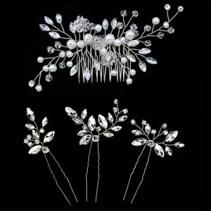 TEMU 골든 리프가 있는 4개 세트 신부 웨딩 헤어 클립, 우아한 헤어핀 - 웨딩, 신부 들러리, 프롬, 업스타일, 땋은 머리에 적합 - 클립 헤어 액세서리