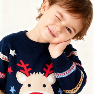 TEMU 할로윈 및 크리스마스 가을 겨울 만화 크리스마스 사슴 스웨터 남아 여아 공용, 소매, 니트
