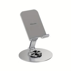 TEMU RIKSOIN 금속 휴대폰 스탠드, 아이폰 16/15/14 프로 맥스 & 갤럭시 S25/S24 호환, 헤비듀티 조절 가능 멀티앵글 360° 회전 미끄럼 방지 데스크 스탠드, 넓은 베이스, 스마트폰 호환