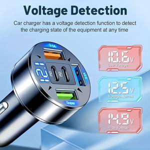 TEMU 250W 초고속 충전 차량용 어댑터 (디지털 디스플레이, 2PD 3USB-C Super 3 1 포트 & USB 2.0 호환) - 차량, 휴대폰, 태블릿용 플러그 앤 플레이, 차량용 플러그, 고속 충전기, 배터리 없음, 태블릿 충전, 최신 충전 기술