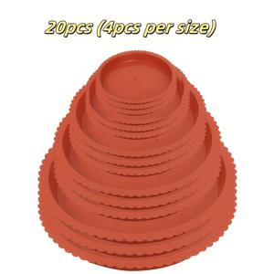 TEMU 20개 벽돌 레드 방수 화분 받침 세트, 각 사이즈 4개씩, 실내외용 원형 받침대, 재활용 가능한 흙 받침 팬으로 누수 및 흙 흘림 방지 – 정원 발코니 화분 액세서리