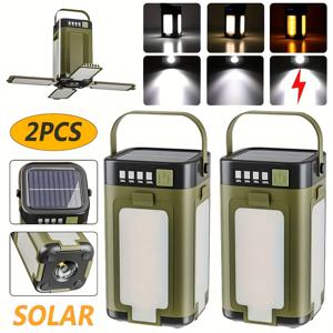 TEMU 휴대용 캠핑 손전등 2개, 태양광 캠핑 조명, 휴대용 텐트 걸이 조명, 6가지 조명 모드, 접이식 클로버 모양 LED 투광 조명, 캠핑, 하이킹, 낚시 및 비상 상황에 적합.|후레쉬