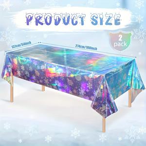 TEMU 1팩 또는 2팩 대형 테이블보 - 무지개 홀로그래픽 파티 장식, 크리스마스, 생일, 프로즌 생일 파티 장식을 위한 추가 긴 54x108인치 테이블 커버 - 쉬운 청소 일회용 테이블보, 휴일 축하, 축제 디자인, 내구성 있는 소재, 홈 엔터테인먼트, 테이블보, 생일 테이블보, 크리스마스 테이블보, 직사각형 테이블보