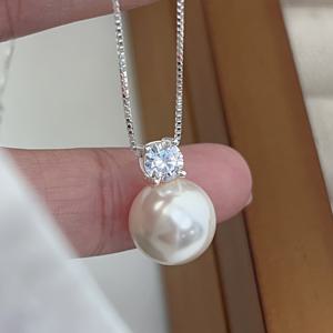 TEMU 우아한 클래식 인레이 모조 진주 지르코니아 펜던트 목걸이 | 데일리 캐주얼, 결혼식, 파티, 휴가, 발렌타인데이를 위한 프렌치 스타일 주얼리 - 도금 K, 구리 베이스