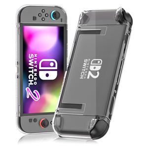 TEMU 닌텐도 스위치 2 호환 클리어 보호 케이스, 충격 방지 하드 쉘 풀 세트 액세서리, 투명 내구성 안티드롭 디자인, 분리형 컨트롤러 커버 포함