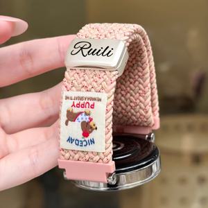 TEMU 맞춤 이름 귀여운 강아지 도트 나일론 자석 스트랩 삼성 시계 20mm 22mm 여성 남성 스트랩 액세서리 커플 선물, 스마트워치 액세서리, 장난기 있는 디자인, 내구성 있는 손목 밴드, 스마트워치 밴드, 패션 애호가, 캐주얼 착용, 스타일리시한 손목 밴드, 편안한 착용감, 패션 애호가, 연결된 시계 팔찌|남자팔찌