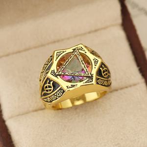 TEMU 빈티지 육각형 마법 원형 남성 반지 - 정교한 패턴과 신비로운 상징이 특징이며, 스타일리시한 구리 소재로 제작되어 , 파티에 적합하며, 남자친구 또는 아버지에게 완벽한 선물입니다.