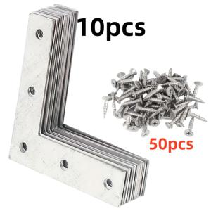 TEMU 60개 세트 (스테인리스 스틸 L형 브래킷 10개 + 고정 나사 50개 포함), 직각 지지대, 나무 의자, 책장, 창문 수리 및 산업용 고정 플레이트에 적합