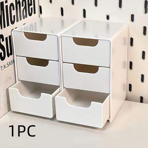 TEMU 내구성 플라스틱 3단 화장품 & 데스크탑 정리함 - 사무용품, 보석, 메이크업용 컴팩트 스탠드형 수납박스, 조립 불필요, 휴대용, 여행, 책상 정리, 향수 정리함