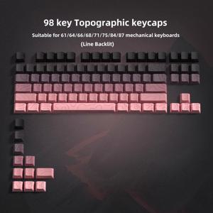 TEMU JMTCTECH 크랙드 야광 키캡 세트 - PBT+PC 체리 인체공학적 디자인, DIY 61/64/68/75/84/87/98/104/108 키보드 호환, 부드러운 타이핑 감각 & 내구성 있는 마모 저항, 핑크 & 블랙 그라데이션 야광 레전드, PC/Mac 호환, 마모 저항 & 부드러운 질감, 게이밍 & 타이핑에 이상적, 핑크 & 블랙 키캡 포함