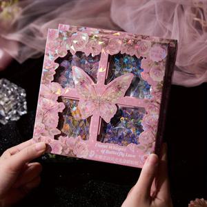 TEMU 100개 정사각형 PET 레이저 쉘 광택 나비 패턴 스티커, 미리 절단된 필름 박스팩, DIY 다이어리 수첩장식용 사무용품 인사말카드 사진물병폰케이스봉투선물포장밀봉, 사진앨범꾸미기재료, 수집가들을 위한 네일아트소품