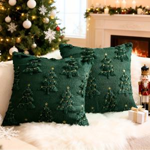 TEMU 1개, 3D 크리스마스 트리 퀼트 스로우 베개 커버, 자수 별 디자인, 럭셔리 INS 스타일 장식 쿠션 커버, 18x18 인치 베개 커버, 홈 데코, 소파 침실 거실 겨울 장식용 데코, 베개 코어 미포함