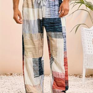 TEMU 디지털 3D 프린팅으로 반 고흐 패턴이 돋보이는 남성용 운동용 캐주얼 바지 - 탄성 허리 밴드와 포켓이 장착되어 모든 계절에 적합하며 커플 의상 및 일상복으로 이상적인 선택입니다.