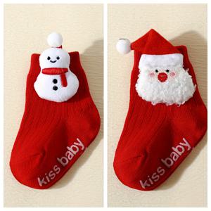 TEMU 0-5세 아동용 양말 2켤레, 아기 숏 삭스, 크리스마스, 아동용 미드 카프 삭스, 스페인, 추수감사절, 부드럽고 피부 친화적.