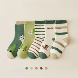 TEMU 아동용 미드 카프 양말 5켤레 - 귀여운 만화 디자인, 두꺼운하고 부드러운 따뜻한 양말 (유아 및 남아용), 편안하고 내열성의 신발 - 완벽한 생일/할로윈/크리스마스 선물, 재미있는 신발