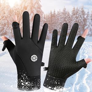 TEMU 남녀공용 방한 방풍 터치스크린 모터사이클/운전 장갑 - 조절 가능한 손목 스트랩 & 버클, 강화된 손바닥, 추운 날씨, 눈, 사냥용 - 블랙 (프리사이즈)
