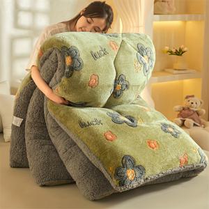 TEMU 4가지 색상 선택 가능, 스타일 양면 플리스 가을 겨울 이불 - 두꺼운 따뜻하고 부드러운 베이지 친화적, 침실 및 거실, 학생 기숙사용 적합, 세탁 가능한 커버 없는 침대용 이불, 킹 사이즈 컴포터, 퀼트 침대보