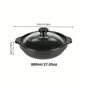 TEMU 1개 세라믹 스톤 팟 + 유리 뚜껑 - 한국/아시아 스타일 전통 점화, 전자레인지 사용 가능한 둥근 더치 오븐, 밥, 스튜, 수프, 커리용 - 내구성 강화 & 균일한 열 분포, 우아한 블랙 외관 & 유리 뚜껑, 가스/스토브 호환|전자레인지