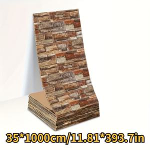 TEMU 10m 자가 점착 폼 벽돌 벽 패널 - 방수 & 비닐 벽지, 간편한 부착 및 청소 & 절단, 거실, 주방용 매치 패턴