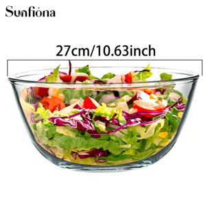 TEMU 선피오나 1개 깊은 믹싱 볼 유리 샐러드 볼 라운드 유리 서빙 볼, 요리 베이킹 준비용, 식기세척기 전자레인지 오븐 안전, 빵 반죽 볼