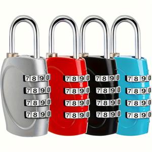 TEMU 4자리 비밀번호 걸이 padlock 4개 세트, 도난 방지 및 망치 공격에 강함, 가정 보안, 여행, 야외 피트니스, 스포츠 보관 캐비닛, 울타리, 공구 상자, 문, 상자 등에 적합