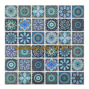 TEMU 4.8/1.89인치 직경의 유리 조각 10개, 퓨즈 유리 재질. 표면은 투명하고 매력적이며, 질감 있는 스프레이 마감이 특징입니다. 내마모성이 뛰어나고 세척이 용이하며 방수 기능이 있습니다. 터키석 만다라 패턴 유리 조각