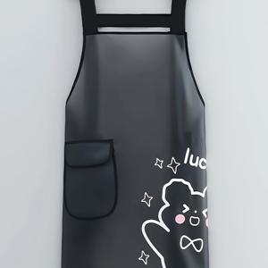 TEMU 귀여운 캐릭터 패턴 앞치마, 여성용 앞치마, 투명 소재 앞치마 - 내구성 강하고 세척 쉬움, 사용 후 세탁 불필요, 가정용 앞치마, 주방 앞치마, 커플 앞치마, 식사, 정원 가꾸기, 베이킹에 적합