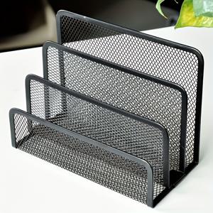 TEMU 데스크탑 메일 정리함, 파일 보관 랙, 3개의 수직 금속 메시 칸막이 레터 정리함, 파일, 폴더, 우편 및 종이를 정리하는 데 사용 가능, 가정 또는 사무실 데스크탑에 적합 (1개입)