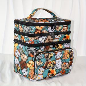 TEMU 세련된 대용량 3단 메이크업 가방, 만화 고양이 프린트의 다기능 수납 정리함, 혼합 색상, 남녀공용, 무향, 가정, 여행 및 일상 사용을 위한 휴대용, 메이크업 파우치, 필통, 메이크업 정리함, 여성용 뷰티 케이스, 여성용 파우치, 여행 액세서리, 클린 걸 액세서리, K팝|필통