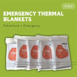 TEMU 5개입 비상용 보온 담요 - 최신 업그레이드 PET 소재, 따뜻함, 다양한 날씨에서 사용 가능한 야외 생존 장비 - 후드, 반사 스트립, 아일렛 포함 52