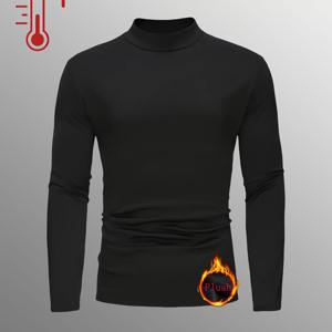 TEMU 남성용 보온 하프 하이넥 스웨터 셔츠 - 슬림핏 겨울용 긴팔 베이스 레이어, 스탠드 칼라 풀오버, 기계 세탁 가능한 추위 방지 재킷 스타일 상의 (부피 없음, 부드러운 스트레치 소재)