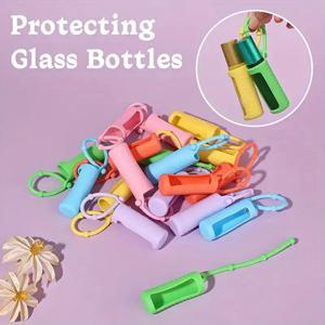 TEMU 6개 실리콘 에센셜 오일 병 슬리브 세트 - 10ml 여행용 보호 커버 후크 포함, 무향 및 무알코올 소재, 롤러볼 & 스프레이에 적합