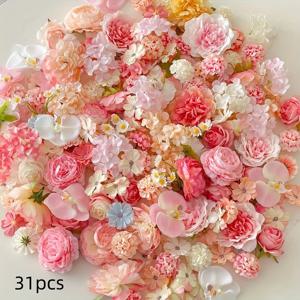 TEMU 케이크 장식, 결혼식 행사 및 홈 데코레이션에 완벽한 31개 인공 장미 꽃 머리 세트