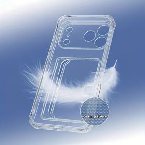 TEMU 아이폰 17, 16, 15, 14 & 13용 사이드 카드 슬롯 케이스 – 투명 디자인, 최대 2개의 은행카드/신용카드 또는 사진 수납 가능