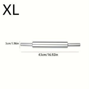 TEMU 미끄럼 방지 손잡이가 달린 두꺼운 스테인리스 스틸 롤링핀 - 튼튼하고 내구성이 뛰어난 반죽 롤러 | 피자, 쿠키, 페이스트리, 파스타에 적합 | 세척이 용이하고 녹슬지 않으며 가정용 베이킹 필수품, 크리스마스 및 할로윈 선물로 완벽